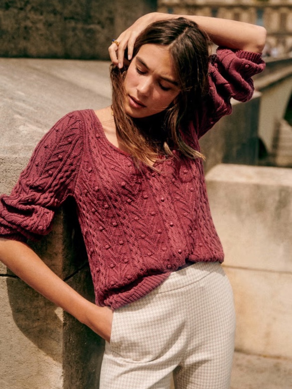 Sezane Beryl Sweater in Rose Pale, size XS